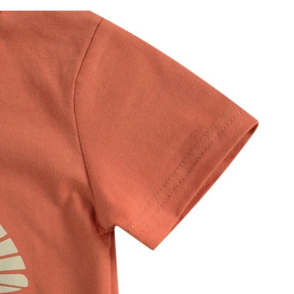 Retro Here Comes The Sun Short Set Sz 2T Peach Beige Muslin Gauze Neutral 2Pc